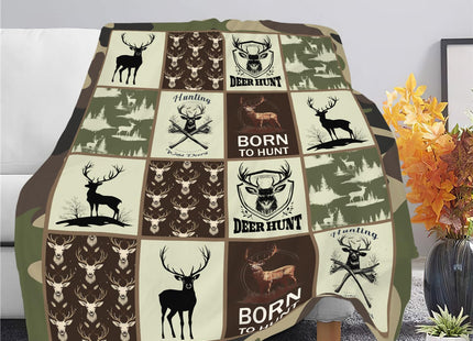 Deer Hunting Blanket Hunt Deer Throw Blanket Gifts for Girls Women Kids Boys Adults Men Super Soft Cozy Plush Fluffy Fuzzy Fleece Blanket Home Decor 40''X50''