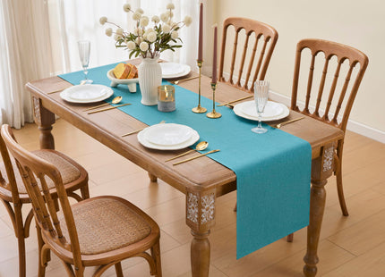 YATOJUZI Teal Table Runner Seasonal Summer Kitchen Dining Coffee Table Decorations Waterproof Turquoise Coastal Table Runners Teal Birthday Party Coastal Decor 16x71Inch