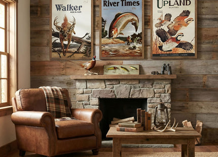 DHEEM 3Pcs Vintage Outdoor Fishing Canvas Wall Art Unframed 16x24in
