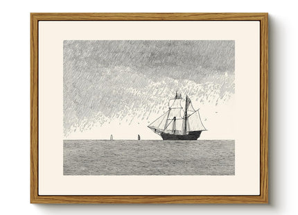 Bzstyleart Framed Vintage Sailboat Wall Art, Seaview Painting, 8 X 10Inch