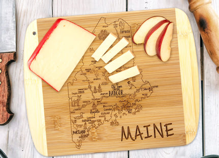 Totally Bamboo A Slice of Life Maine Engraved Map Cutting Board