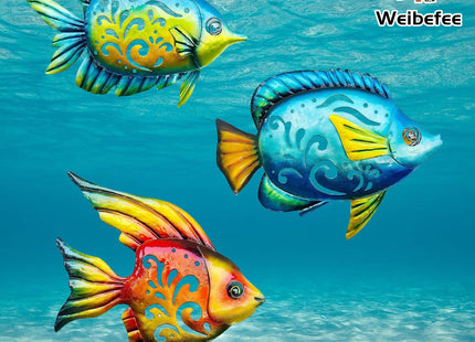 Coastal Wall Decor, Ocean Sea Metal Fish Wall Decor, Hanging Wall Art