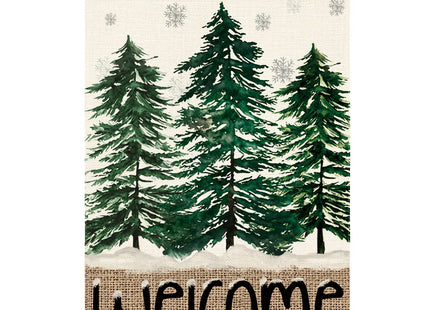 AVOIN colorlife Welcome Pine Tree Christmas Winter House Flag 28x40 Inch