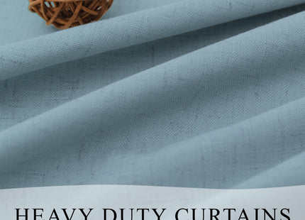 100% Blackout Curtains 90 Inches Long for Living Room 2 Panels Set Light Blocking Heat Darkening Energy Saving Curtain Window Coverings Coastal Beach Linen Farmhouse Drapes Bedroom Stone Blue Chambray