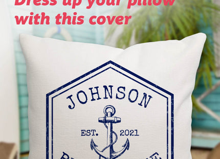 Pattern Pop Personalized Nautical Family Beach House Throw Pillow