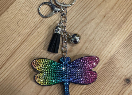 Popfizzy Rhinestone Dragonfly Keychain for Women, Animal Purse Charms, Dragonfly Gifts for Animal Lovers, Crystal Bag Charm