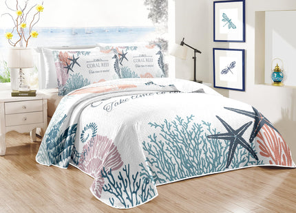 weesire Coastal Nautical Bedding Sets Beach Quilts Set