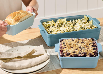 Best Choice Products 3-Piece Ceramic Casserole Baking Dish Set Mushroom