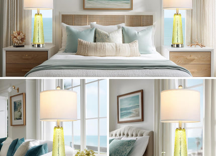 26" Tall Coastal Table Lamps for Living Room, Bedside Lamp for Nightstand
