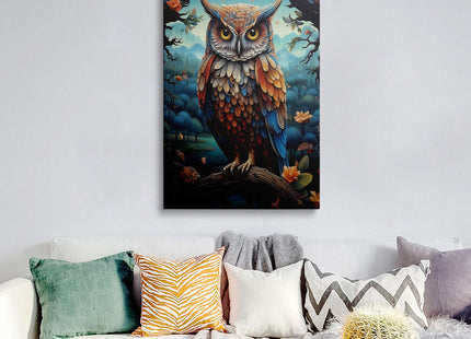 Framed Owl Canvas Wall Art Woodland Forest Wildlife Home Decor 16x24 Inches