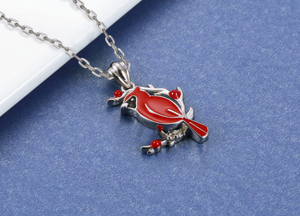 APOTIE Red Cardinal Necklace 925 Sterling Silver I am Always With You Memorial Pendant Jewelry Gifts for Women (02 Branch Cardinal)