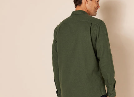 Amazon Essentials Men's Regular-Fit Long-Sleeve Flannel Shirt, Button-Up Cotton Twill, Double Chest Pockets, Olive Heather, XX-Large