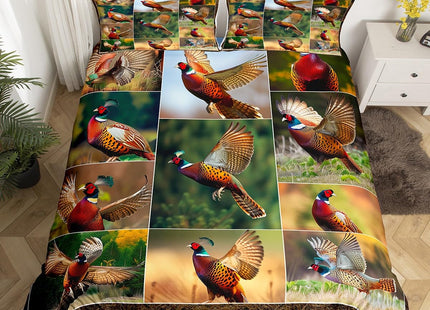 Erosebridal Pheasant Duvet Cover Full Size Hunting Turkey Bedding Set Wildlife Bird Pheasant Comforter Cover Farmhose Bird Chicken Bedroom Decor Quilt Cover for Children Teens