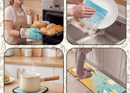 Culudea 10 Pack Kitchen Decor and Accessories Set, Beach Coastal