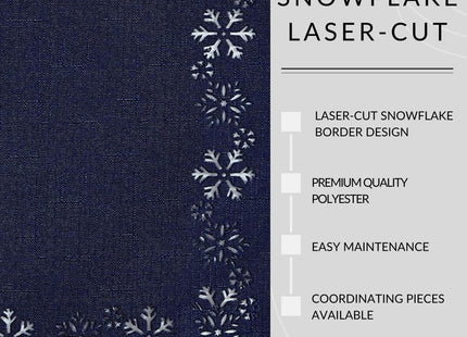 Elrene Home Fashions Snowflake Laser Cut Holiday Fabric Dining Placemats, Set of 4, 13"x19", Snowflake Blue