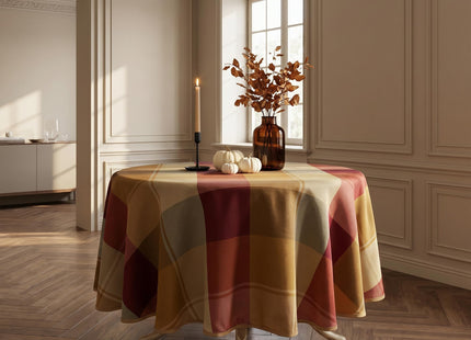 LOSIVISHE 60" Round Polyester Plaid Tablecloth for Thanksgiving