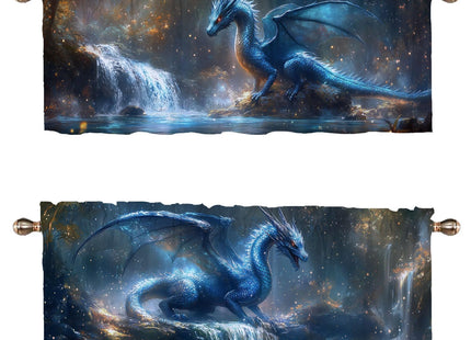 WUQIANQ Dragon Forest Kitchen Curtains 2 Pack Fantasy Theme Magic Animal Rod Pocket Decorative Small Window Curtains Valance for Cafe Living Room Bathroom Window Treatment Valances 54x18in
