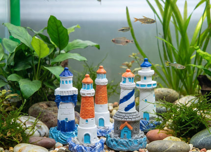 ibasenice Lighthouse Figurines Set, 24 PCS Miniature Garden Lighthouse for Beach Items Decor, Light House Style Model Mediterranean Ornament for Mini Shell Figurines & Cake Decorating Statue