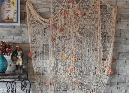 Rosoz Nature Fish Net Wall Decoration with Shells, Ocean Themed Wall Hangings Fishing Net Party Decor for Pirate Party,Wedding,Photographing Decoration
