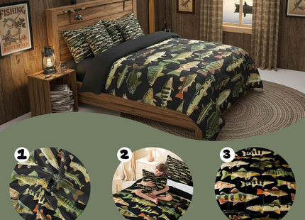 Feelyou Fishing Comforter Set with Sheets 7 Piece Queen Size