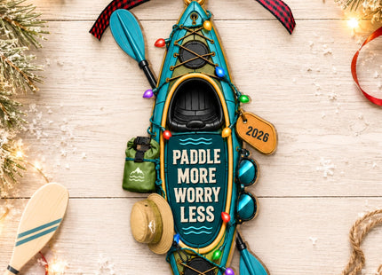 Kayak Ornament 2026 - Kayaker Gifts - Canoe Rowing Paddle Board Ornament