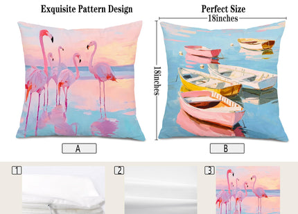 XUNLURY Pastel Nautical Ocean Throw Pillow Covers 18x18 Set of 2