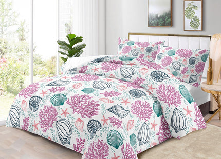 Raphus Cucullatus Sea Shell Bedding Comforter Queen Size, Beach Theme Ocean Coastal Bedding Set