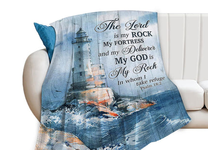 Christian Nautical Blanket for Girl Women Lighthouse Scripture Bible Verse Throw Blanket Soft Cozy Warm Fuzzy Fleece Ocean Theme Decor Blanket Gifts for Kids Adults Couch Sofa Bed 50"X40"