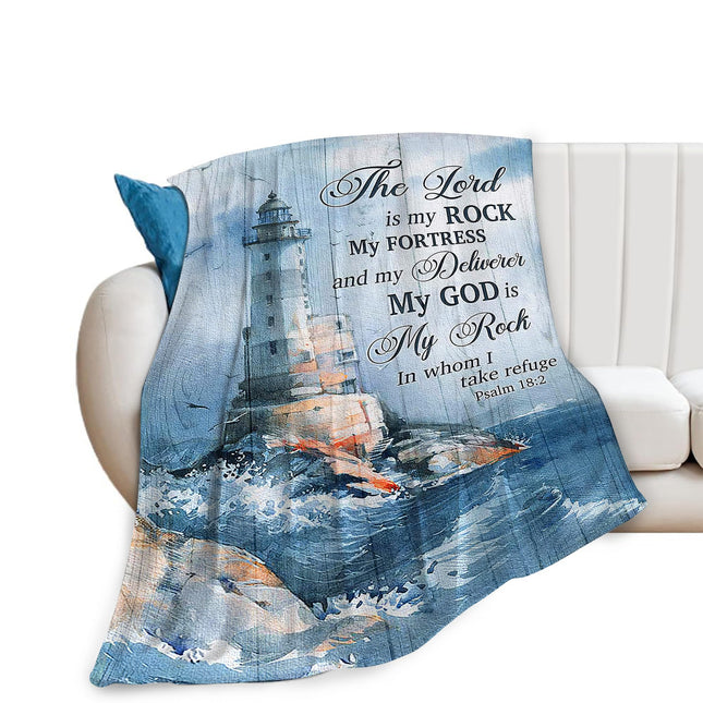 Christian Nautical Blanket for Girl Women Lighthouse Scripture Bible Verse Throw Blanket Soft Cozy Warm Fuzzy Fleece Ocean Theme Decor Blanket Gifts for Kids Adults Couch Sofa Bed 50"X40"