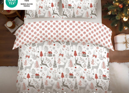 Nayoroom Christmas Comforter Set Queen Size - Reversible Christmas Bedding Comforter Set with White Forest Red Snowflake Pattern, 3 Pieces Xmas Theme Holiday Bedding Gifts for Women Men