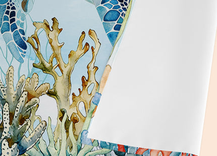 Zedliyu Sea Turtle Valance for Windows,Window Treatment Curtains Rod Pocket Sheer Small Short Valance for Kitchen Bathroom Laundry Basement,42Wx12L inch,Nautical Starfish