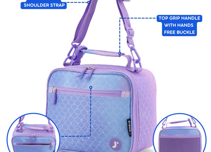 J World New York Cody Kids Lunch Bag. Cute Insulated Lunch-Box, Purple Mermaid