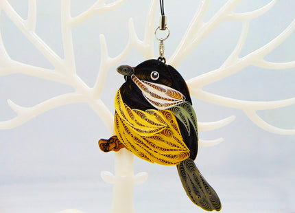 Quilling Bird Lovers Collection – Handmade Quilled Ornaments for Animal Lovers, Home & Holiday Decorations, Car, Bag, or Phone Charms by GREENHANDSHAKE (Black-Capped Chickadee)