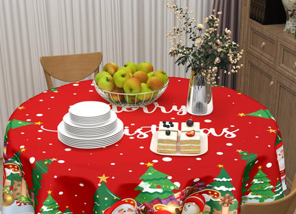ABSOP Merry Christmas Tablecloth Round 60 Inch Santa Snowman Tablecloth