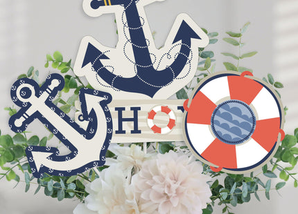 Ahoy - Nautical Party Centerpiece Sticks - Table Toppers - 15pc