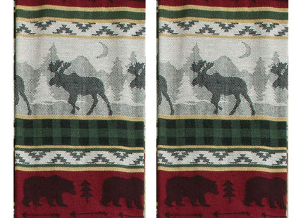 Jacquard Kitchen Tea Towels Set of 2 Moose Bear Cabin Lodge Mountain Camping by Kay Dee Designs