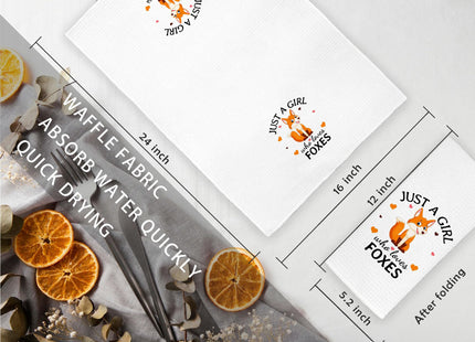 Jvpke Fox Decor,Fox Gifts for Girls Women,Just a Girl Who Loves Foxes Kitchen Towels,Red Fox Dish Towels for Kitchen Decorative,Fox Dish Towels Kitchen Decorative Bathroom Hand Towels 16×24