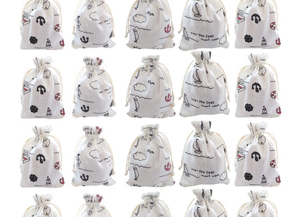 RIGHTA TECH Nautical Goodie Bags Nautical Gift Treat Bags Drawstring Gift Bag Nautical Anchors Boat Favor Bag for Wedding Birthday Party Hawaiian Luau,Summer Sailor Party Decorations Navy Blue Red
