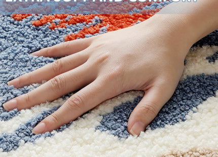 WREWING Beach Sunset Plush Bath Mat, Wave & Seagull Non-Slip Rug with Non-Slip Backing, Soft Absorbent Polyester Floor Mat for Bathroom, Machine Washable Bath Mats 20 x 31 Inches (Red)