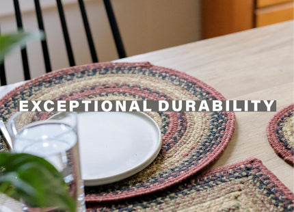 Homespice Highland Jute Braided Table Runner for Cabin Decor, Rect 11x36