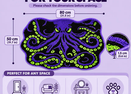 LSYESDLA Cool Purple Octopus Bathroom Rug, Soft Plush Animal Tufted Bath Mat, Non-Slip & Machine Washable, Absorbent Quick Dry Floor Door Mat Home Decor for Shower, Tub and Sink