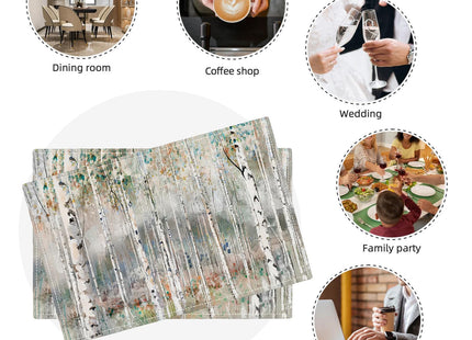 Birch Tree Placemats Set of 4 Nature Forest Table Mats Washable Place Mats for Home Party Indoor Kitchen Dining Table Decoration 12x18 Inch