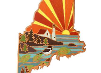 Totally Bamboo Maine State Shaped Cutting Board, Summer Stokes Art