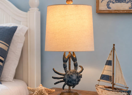 Crestview Collection 20" H Coastal Crab Table Lamp,Oatmeal Linen Shade
