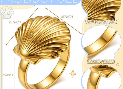 Yungyan 12 Pcs Gold Shell Napkin Rings Coastal Seashell Beach Napkin Holder
