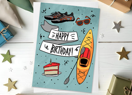 Sole Inspired Happy Birthday Adventure Lover | Kayak and Lake Lover Card | Water and Lake Life Card
