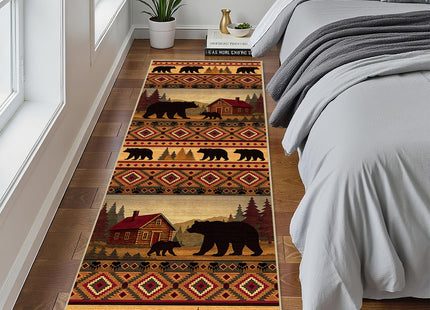Glocmna Cabin Bear 2x6 Runner Rug for Hallway Bedroom Rustic Lodge Bear Rug