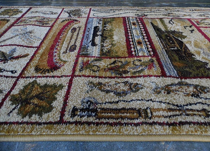 Champion Rugs Cabin Getaway Novelty Lodge Pattern Wildlife Nature Canoe Fishing Area Rug (2 Feet 2 Inch X 7 Feet 2 Inch Runner)