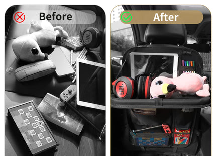 LUCMO Car Backseat Organizer with Foldable Tablet Holder, Black