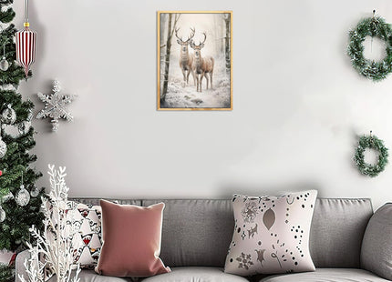 ARTZIO Christmas Deer Wall Art 8"X10" Vintage Framed Print